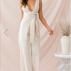 Naive Wide Leg Double Tie Jumpsuit